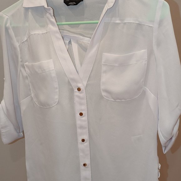 BEBE White Chiffon Button up Shirt XXS - Picture 1 of 3